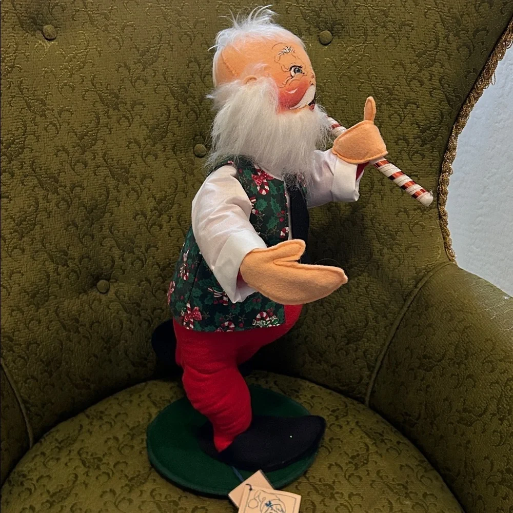 Vintage Annalee Santa Figure with Red and Green Outfit aprox 17”h